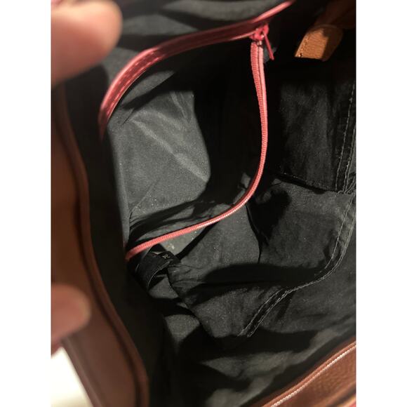 Stone Mountain Genuine Leather hand bag. Red & Brown. very clean . - Picture 11 of 16